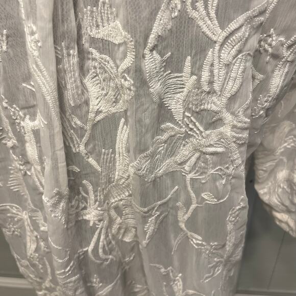 Dana Buchman Sheer Button Up Blouse Embroidered Top White Ivory XL - Picture 6 of 16